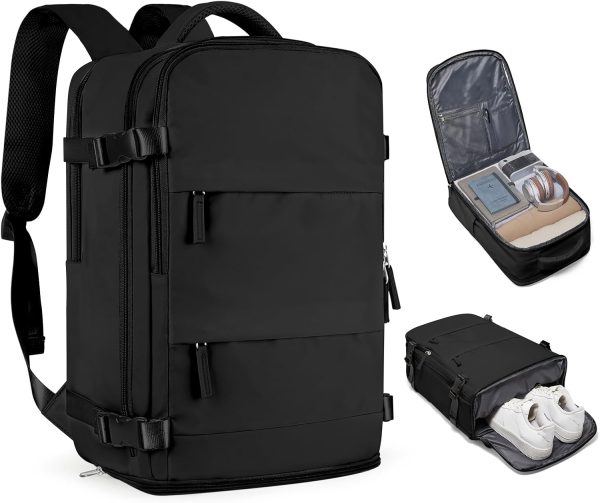 Travel Backpack For Women Men Airline Approved Carry On Backpack Flight Approved Waterproof Sports Luggage Backpack Casual Daypack Small Hiking Backpacks Black Backpacks